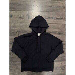 Brooklinen Loungewear Women's Medium Black Full‎ Zip Hoodie Sweatshirt USA